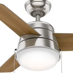 Hunter Fan Aker 36 inch Ceiling Fan with Light Kit, Brushed Nickel