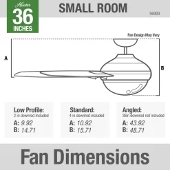 Hunter Fan Aker 36 inch Ceiling Fan with Light Kit, Brushed Nickel