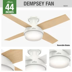 Hunter Fan Dempsey Low Profile 44 inch Ceiling Fan with Light Kit