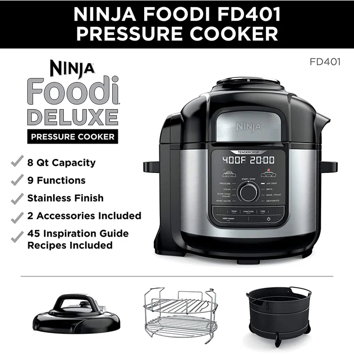 Ninja 8 Qt Foodi 9-in-1 Deluxe Xl Pressure Cooker and Air Fryer