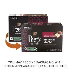 Peet's Coffee, Hazelnut Mocha - 60 K-Cup Pods for Keurig Brewers (6 boxes of 10 pods), Light Roast