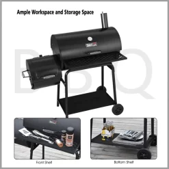 Royal Gourmet 30 inch Barrel Charcoal Grill with Smoker