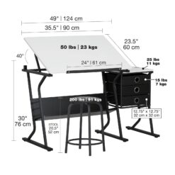 Studio Designs Eclipse 2-Piece Drafting Table & Stool Set
