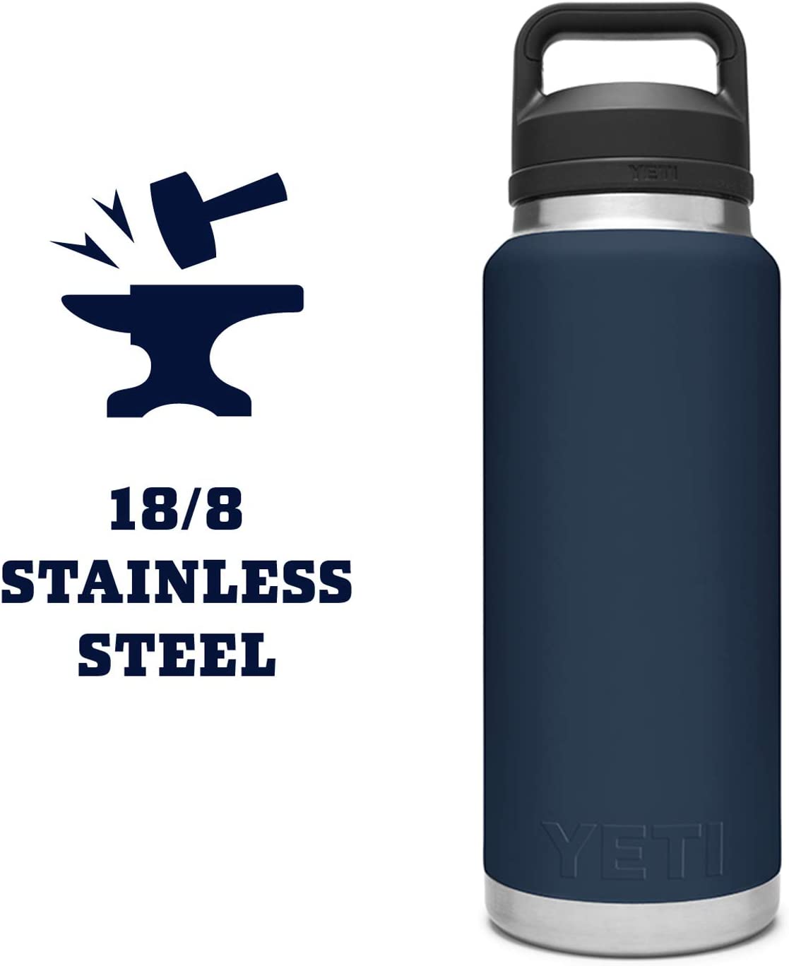 YETI Rambler 64 oz Bottle, Vacuum Insulated, Stainless Steel with Chug Cap,  White
