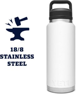 YETI Rambler 36 oz Bottle, White, Vacuum Insulated, Stainless Steel with Chug Cap