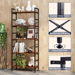 CosyStar 5-Tier Adjustable Tall Bookcase