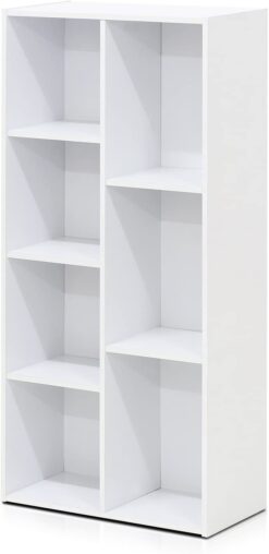 Furinno Luder Bookcase, Book Storage , 7-Cube, White