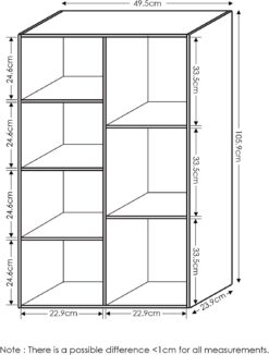 Furinno Luder Bookcase, Book Storage , 7-Cube, White