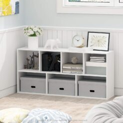 Furinno Luder Bookcase, Book Storage , 7-Cube, White
