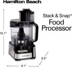 Hamilton Beach Stack & Snap Food Processor, Black (70725A)