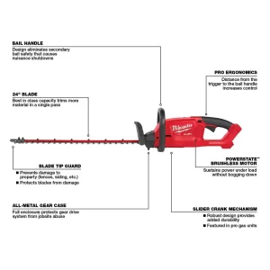 Milwaukee 2726-20-48-11-1850 M18 FUEL 18V Lithium-Ion Brushless Cordless Hedge Trimmer W/ M18 5.0Ah Battery