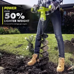 RYOBI P2930VNM ONE+ HP 18V Brushless Cordless Earth Auger with 6 in. Bit with 4.0 Ah Battery and Charger