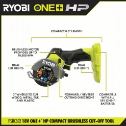 RYOBI PSBCS02B ONE+ HP 18V Brushless Cordless Compact Cut-Off Tool (Tool Only)