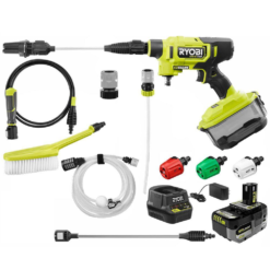 RYOBI RY121860KVNM ONE+ HP 18-Volt Brushless EZClean 600 PSI 0.7 GPM Cordless Electric Power Cleaner w 4.0Ah Battery, Charger, Accessories