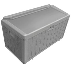Hampton Bay HBDB110WLGGS-SL 110 Gal. Grey Resin Wood Look Outdoor Storage Deck Box with Lockable Lid