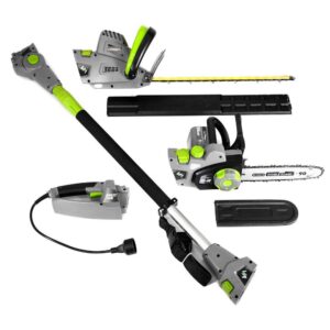Earthwise CVP41810 8 in. 7 Amp Electric Chainsaw and 18 in. 4.5 Amp Hedge Trimmer with Pole Attachment (4-Tools in-1)