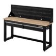 Husky G7202S-US 6 ft. Solid Wood Top Workbench in Black with Pegboard and 2 Drawers