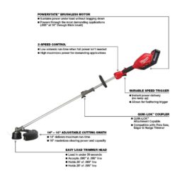Milwaukee 2825-21ST M18 FUEL 18V Lithium-Ion Brushless Cordless String Trimmer with QUIK-LOK Attachment Capability and 8.0 Ah Battery