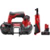 Milwaukee 2429-20-2457-20-48-11-2460 M12 12V Lithium-Ion Cordless Sub-Compact Band Saw with M12 3/8 in. Ratchet and 6.0 Ah XC Battery Pack