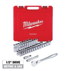Milwaukee 48-22-9010 1/2 in. Drive SAE/Metric Ratchet and Socket Mechanics Tool Set (47-Piece)