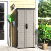 Suncast Outdoor Vanilla 2 ft 8-1/4". W x 2 ft 1-1/2". D Plastic Vertical Tool Shed
