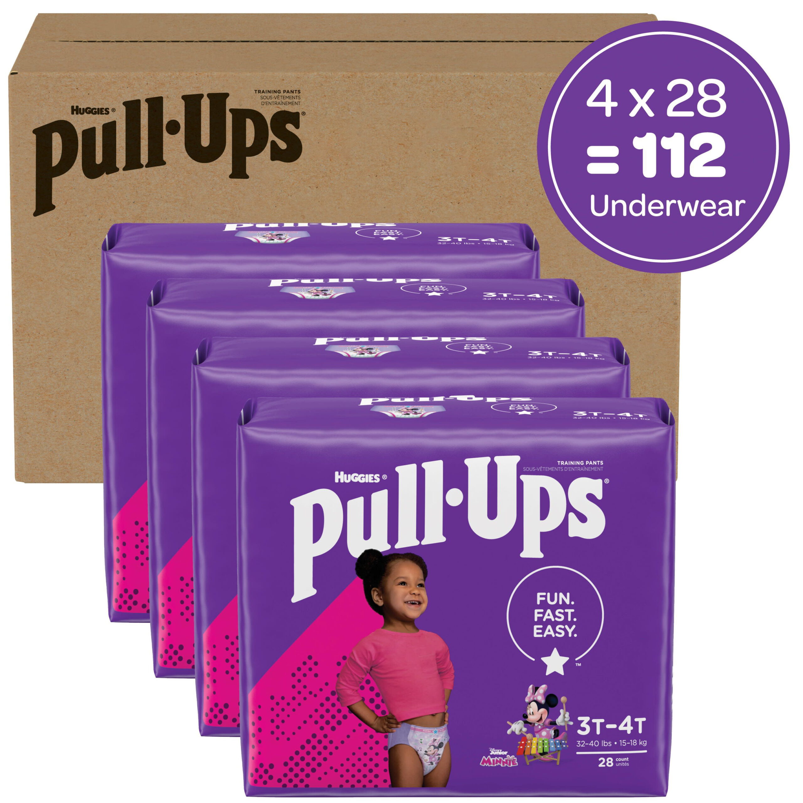 Huggies Pull-Ups Girls' Potty Training Pants, 112 Count, 3T-4T (32-40 lb.)