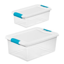 Sterilite Plastic 6-Quart Storage Box Container with Latching Lid, 12 Pack