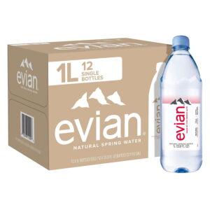 evian Natural Spring Water 33.8 Fl Oz (Pack of 12) Mini-Bottles, Naturally Filtered Spring Water Small Water Bottles
