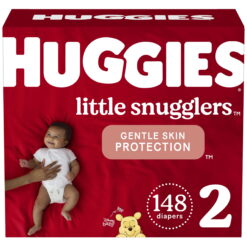 Huggies Little Snugglers Baby Diapers, 148 Ct, Size 2 (12-18 lbs)