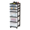IRIS Black 6-Drawer Storage Cart With Organizer Top & Wheels, Adult, Black/Pearl