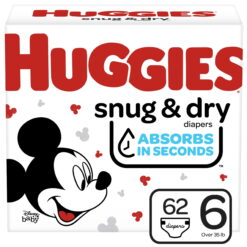 Huggies Snug & Dry Comfortable Hypoallergenic Wetness Indicator Diapers - 62 Count, Size 6 (35+ lb.)