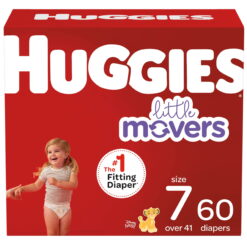Huggies Little Movers Baby Diapers, 60count, size 7 (41+ lb)