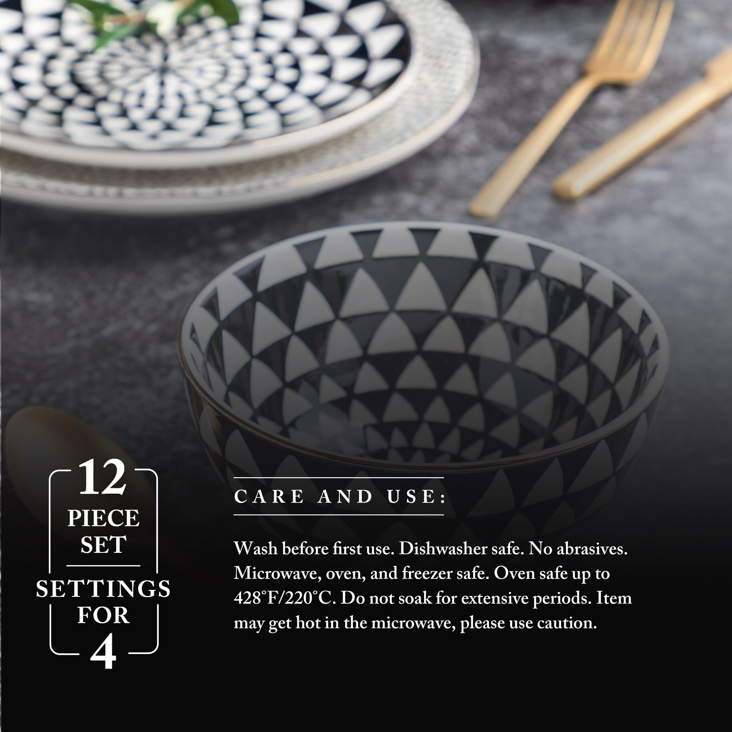 Stoneware Square Baker, Black & White Medallian, 2-Piece Set Baking Dishes  & Pans