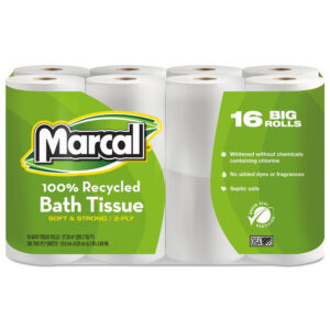 Marcal 100% Recycled Two-Ply Toilet Paper, White, 96 Rolls/Carton -MRC16466