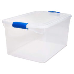 Homz 66-Qt Plastic Storage Boxes, Clear/Blue (Set of 2)