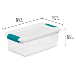 Sterilite Plastic 6-Quart Storage Box Container with Latching Lid, 12 Pack