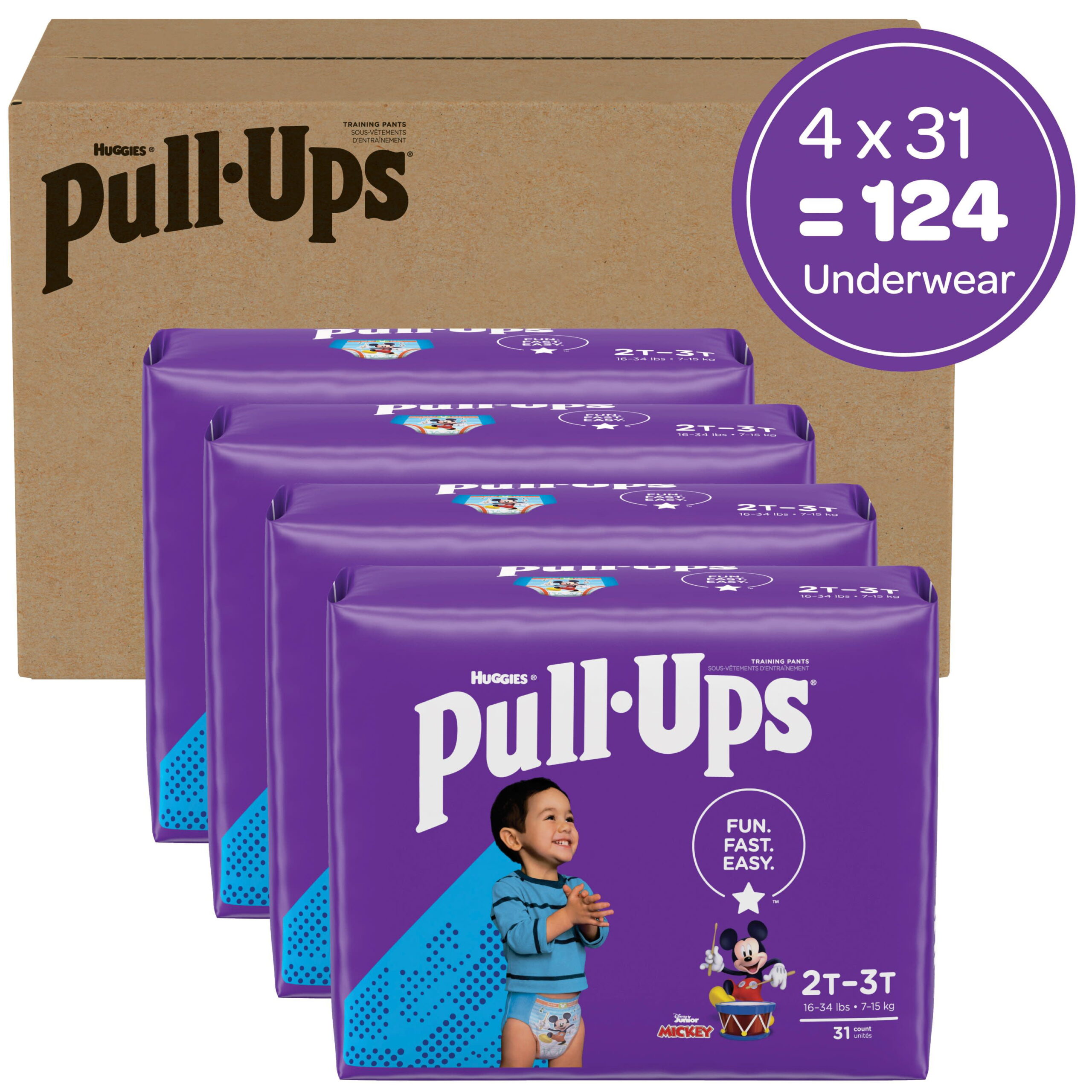 Huggies Pull-Ups Boys' Potty Training Pants Size 4, 124 Ct, 2T-3T
