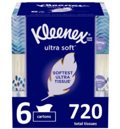 Kleenex Ultra Soft Facial Tissues, 6 Flat Boxes (720 Total Tissues)