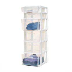 Homz 6-Drawer Medium Tower, White, Set of 1