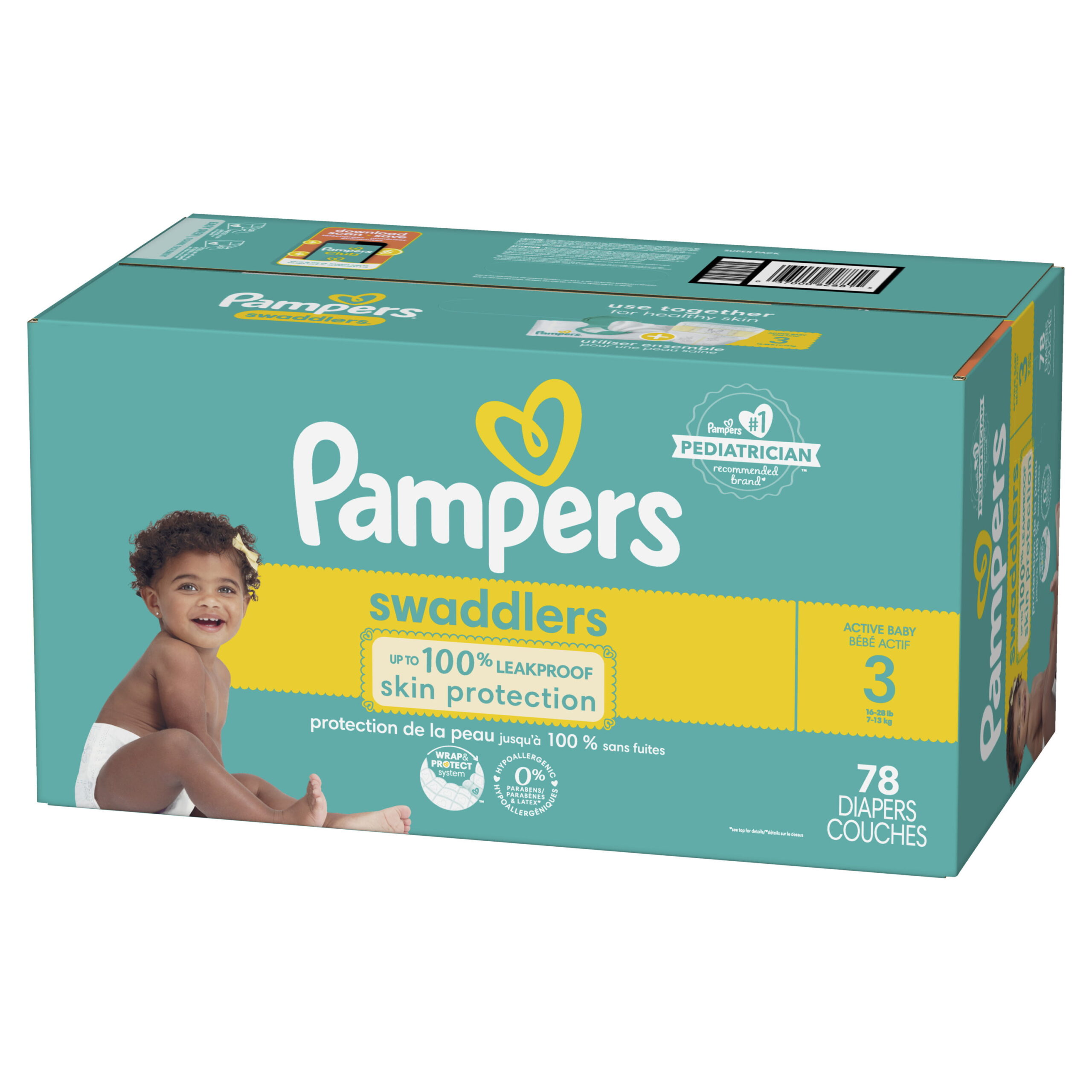 Pampers Swaddlers Diapers, Soft and Absorbent, Size 3, 78 Ct