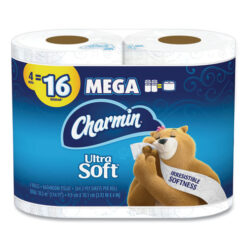 Charmin Ultra Soft Bathroom Tissue, Septic Safe, 2-Ply, White, 4 x 3.92, 244 Sheets/Roll, 4 Rolls/Pack | Bundle of 10 Packs