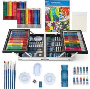 Artist’s Loft All-Media Art Set in Aluminum Case, 126 Pieces – All-in-One Art Set Kit Includes Art Supplies for Drawing, Painting and More