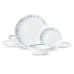 Corelle Country Cottage, White and Blue, 12 Piece, Dinnerware Set