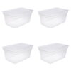 Sterilite 90 Qt. Storage Box Plastic, White, Set of 4