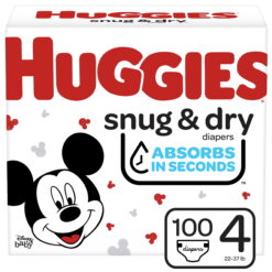 Huggies Little Snugglers Baby Diapers, 100 Ct, Size 4 (22-37 lb)