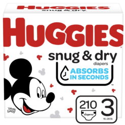 Huggies Little Snugglers Baby Diapers, 210 Ct, Size 3 (16-28 lb)