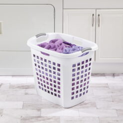 Sterilite Ultra™ Easy Carry Plastic Laundry Hamper, White, Set of 4
