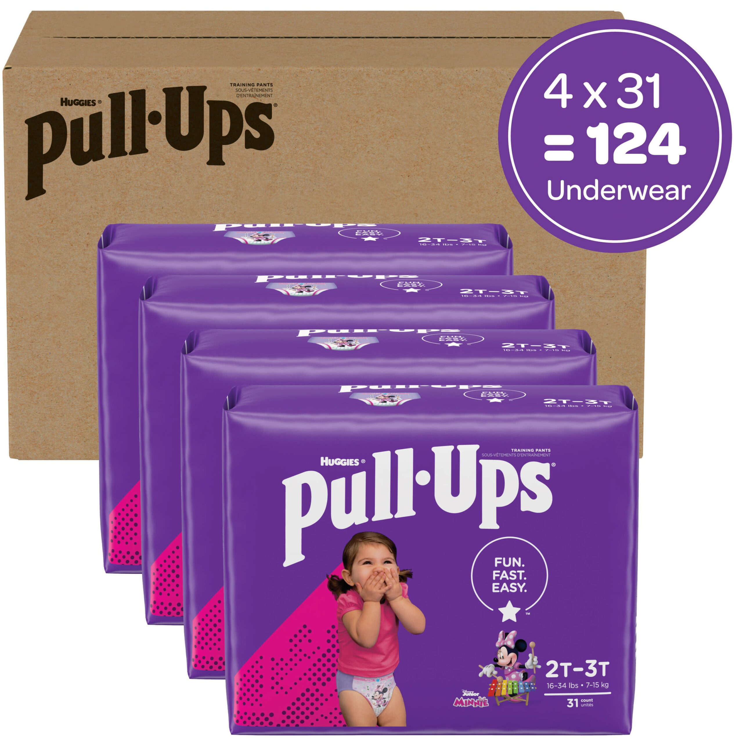 Huggies Pull-Ups Girls' Potty Training Pants, 124 Count, 2T-3T (16