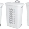 Sterilite Laundry Hamper with Lift-Top and Wheels, White (3 Pack)