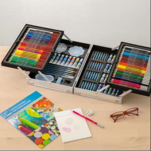 Artist’s Loft All-Media Art Set in Aluminum Case, 126 Pieces – All-in-One Art Set Kit Includes Art Supplies for Drawing, Painting and More